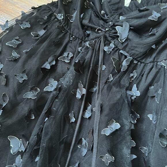 Thirty Thirty LA 3D Butterfly Babydoll Dress, Black S Mini Dress - Picture 7 of 9